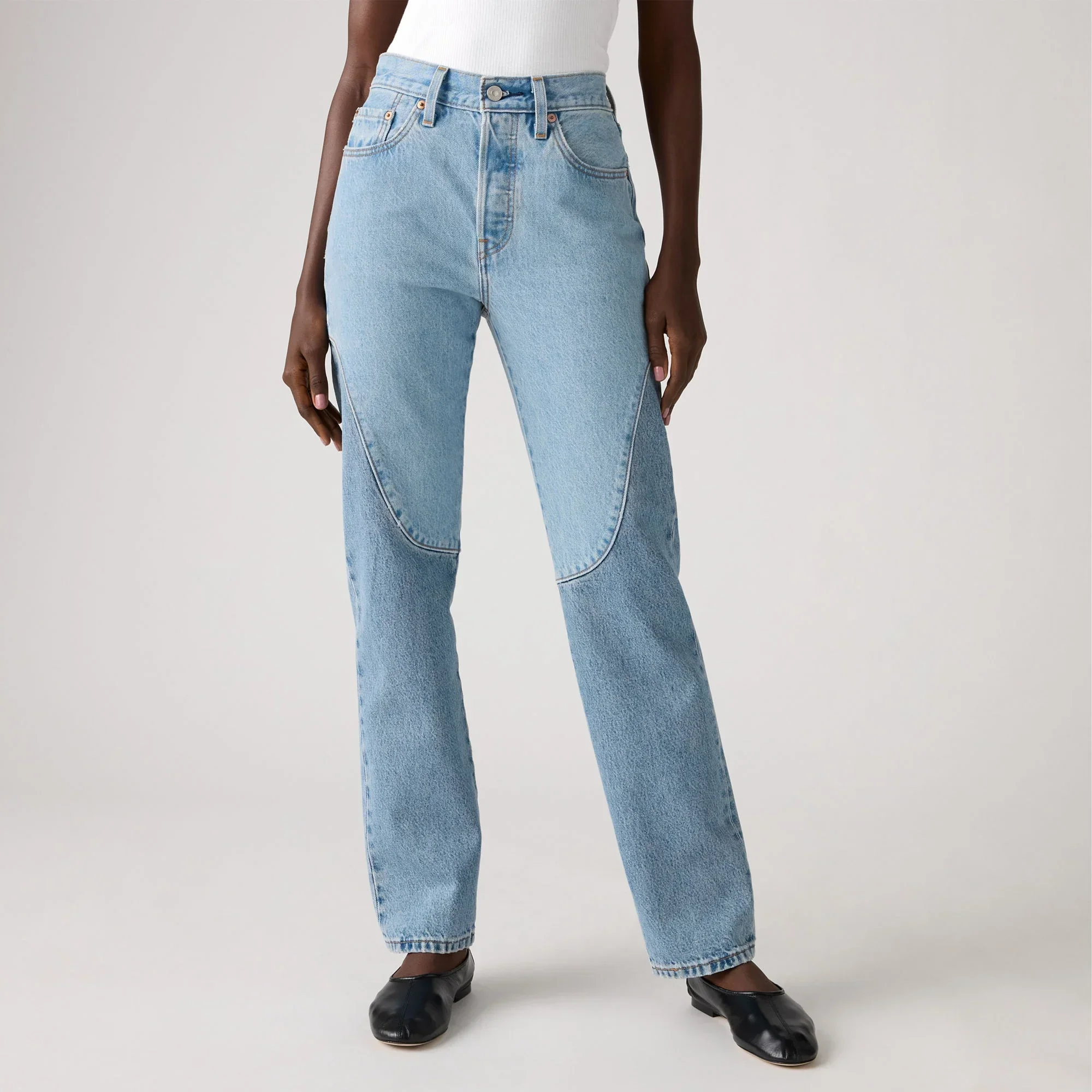 LEVI'S® WOMEN'S 501® ORIGINAL JEANS - MED INDIGO - WORN IN - Image 5
