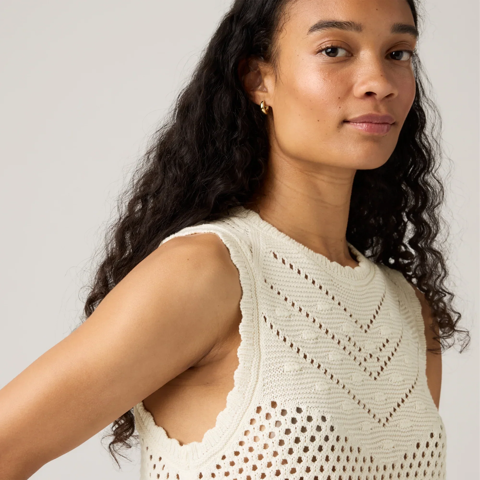 LEVI'S® WOMEN'S ADRIENNE CROCHET TANK - WHITE - Image 4