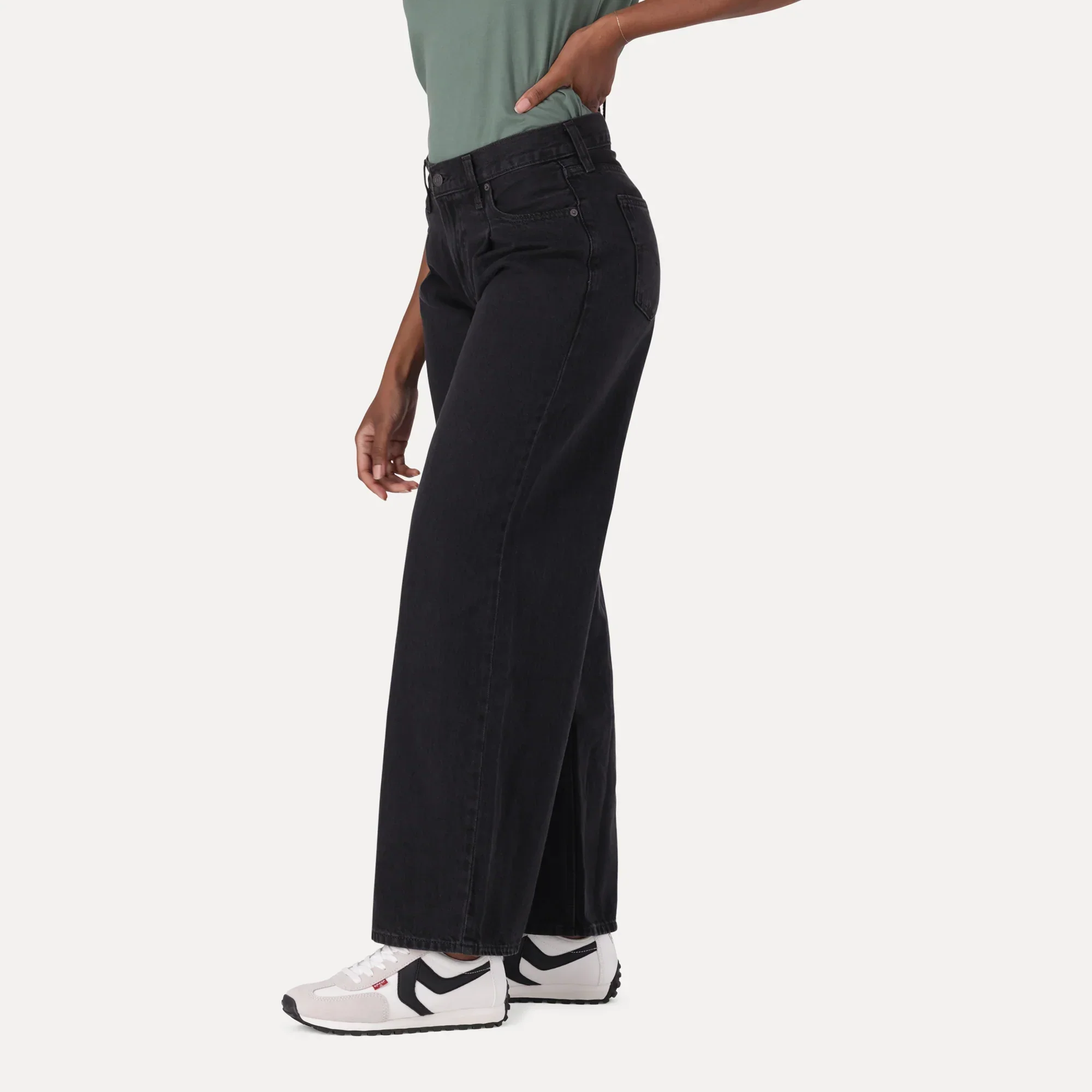 BAGGY DAD WIDE-LEG JEANS - BLACK - Image 3