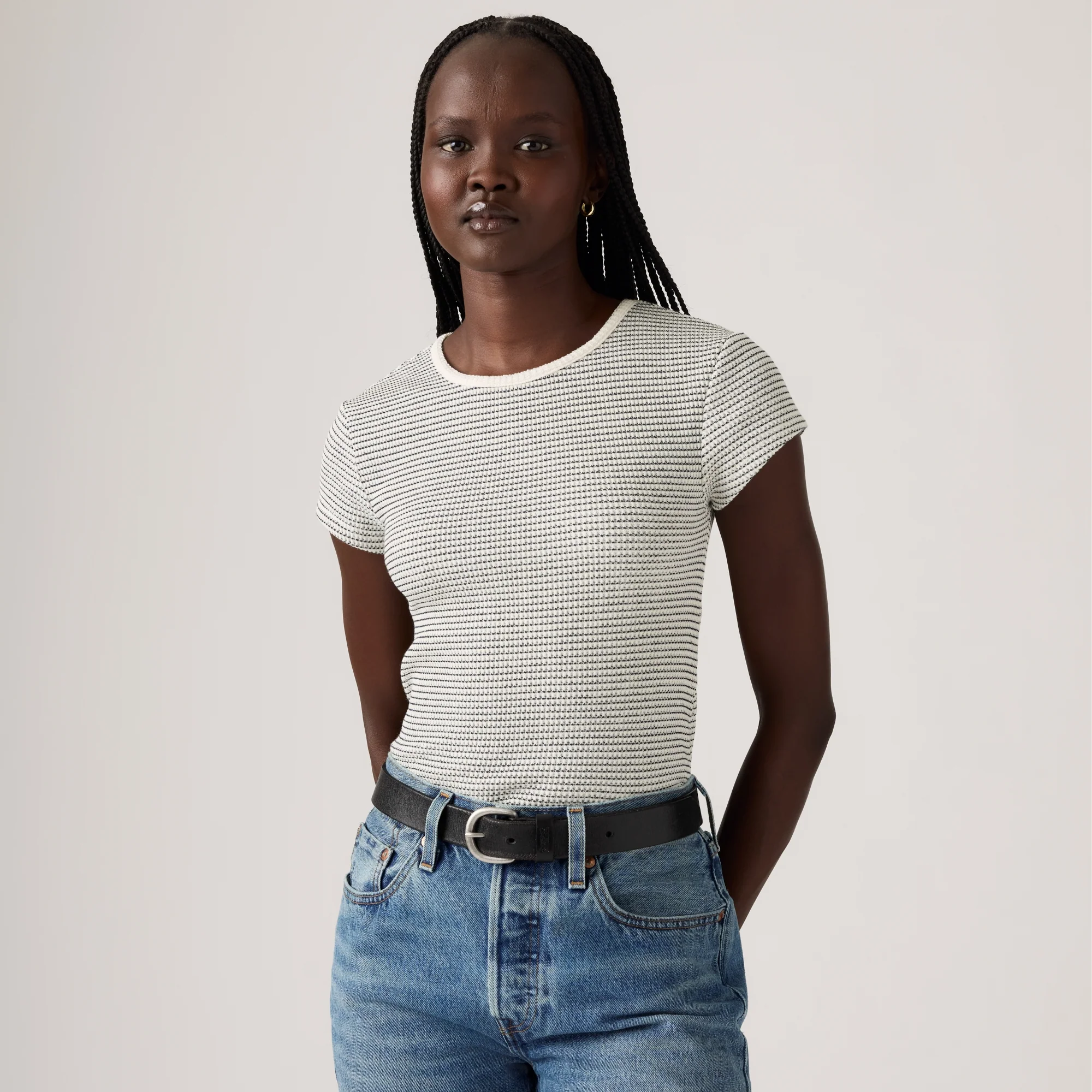 LEVI'S® WOMEN'S DRY GOODS WAFFLE CAP-SLEEVE TEE - MULTI COLOUR - Image 3