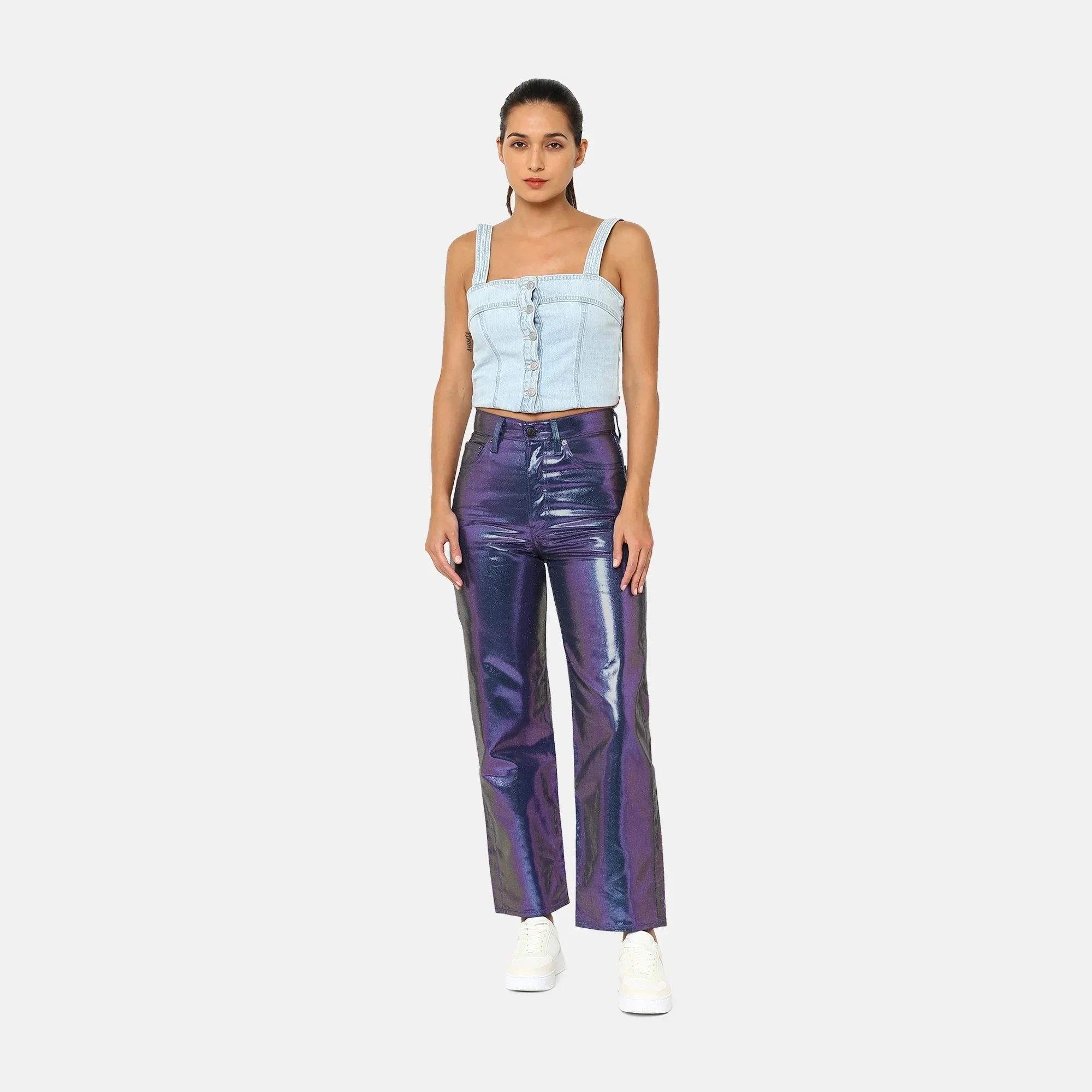 LEVI'S® WOMEN'S RIBCAGE STRAIGHT ANKLE JEANS - PURPLE - Image 14
