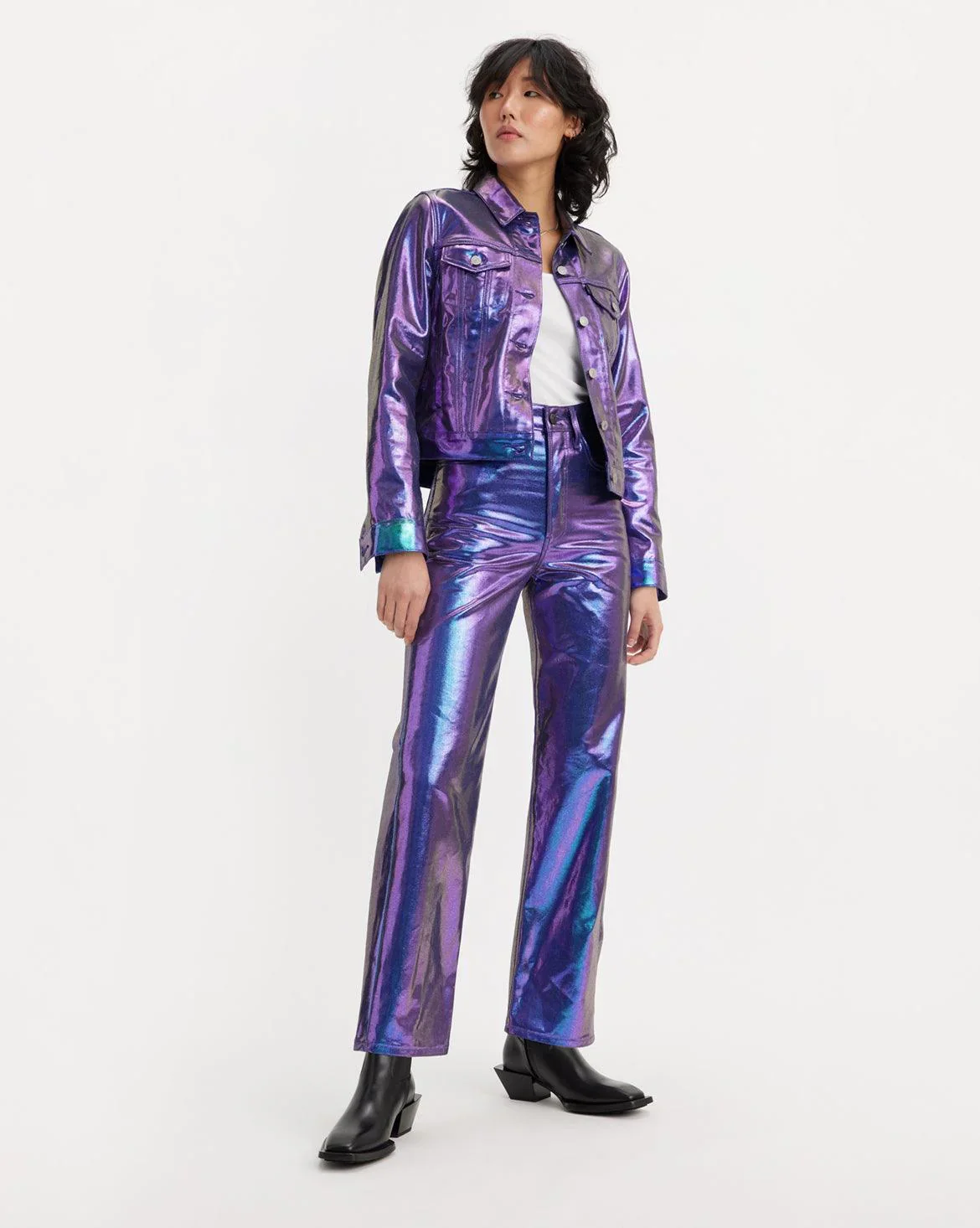 LEVI'S® WOMEN'S RIBCAGE STRAIGHT ANKLE JEANS - PURPLE - Image 7